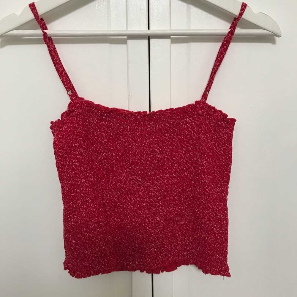 Red Smocked Brandy Melville Tank